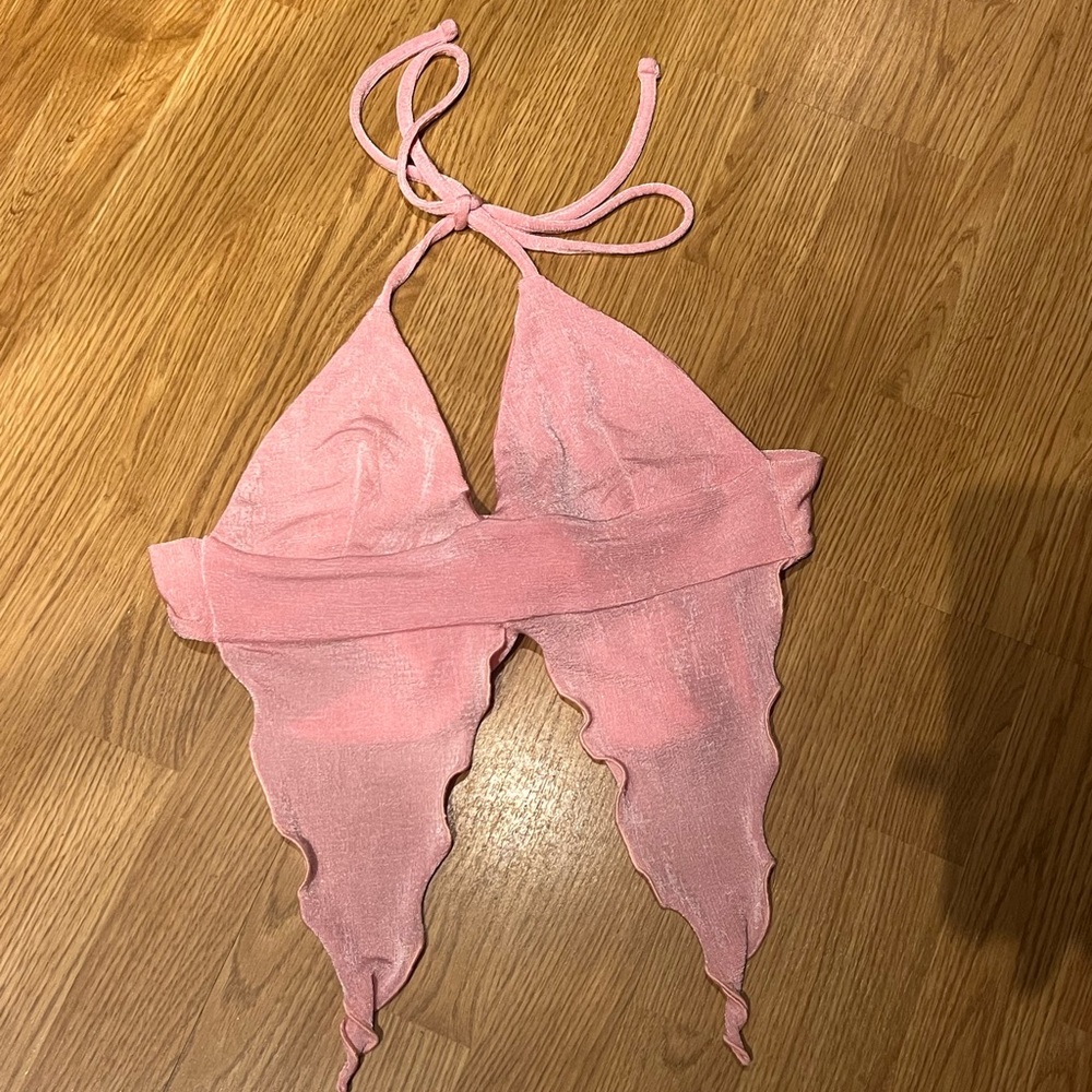 NWOT ASOS pink butterfly style crop halter top